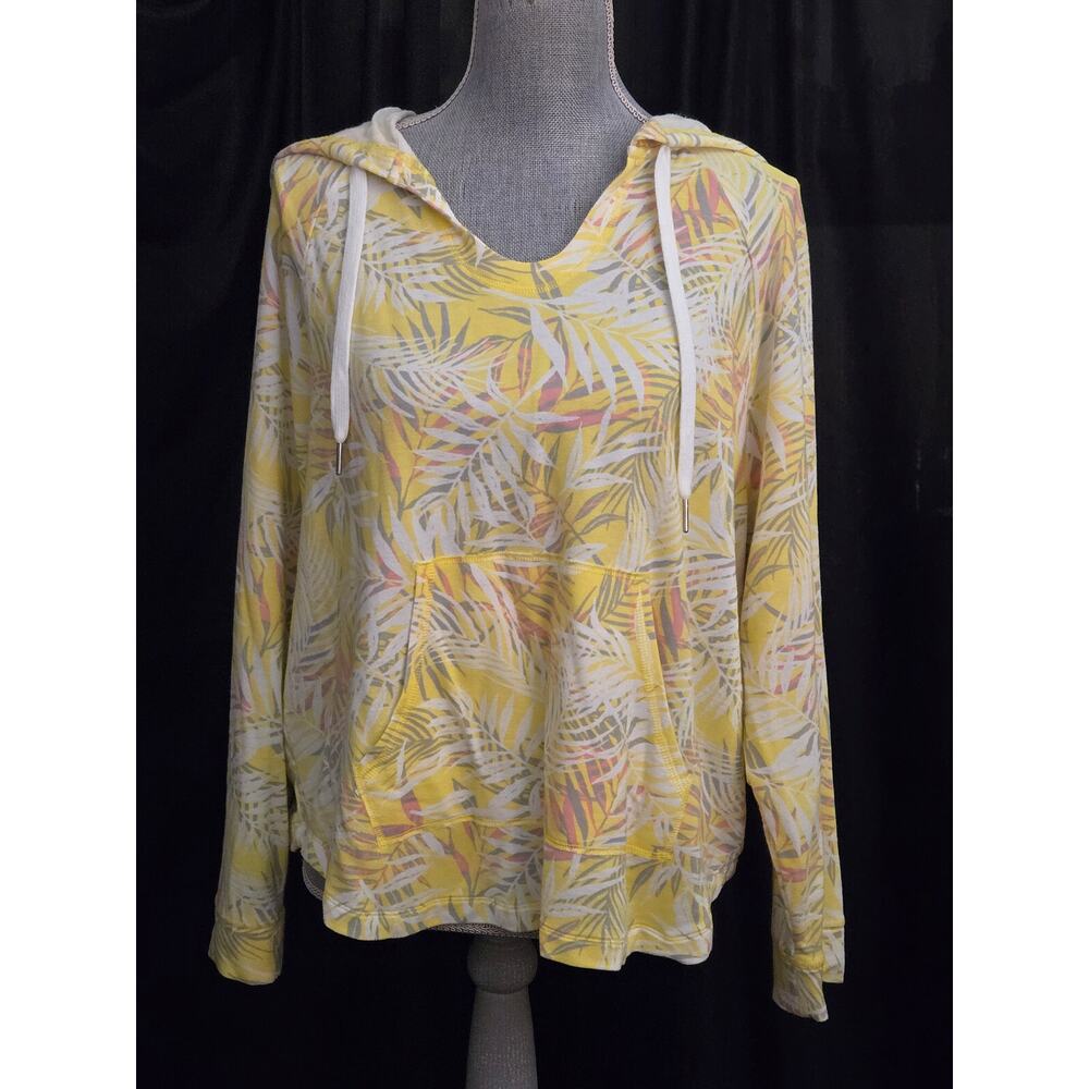 New Kookaburra by Ugg Women’s French Terry Hoodie Yellow Palm Print, Large